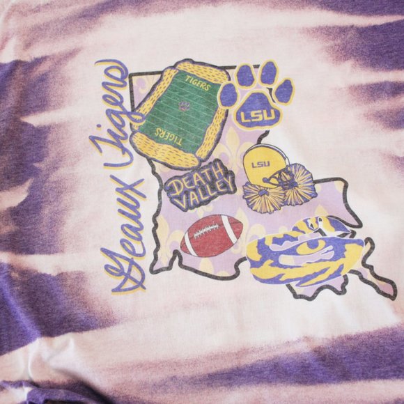 New Hand Bleached Unisex Tee Medium - Geaux Tigers - RTS - Picture 2 of 3